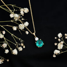 Load image into Gallery viewer, Certified 2.75 Carat Lab Created Emerald Solitaire Necklace with Silver Chain
