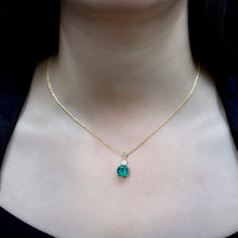 Load image into Gallery viewer, Certified 2.75 Carat Lab Created Emerald Solitaire Necklace with Silver Chain