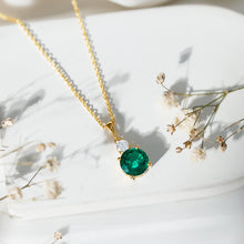 Load image into Gallery viewer, Certified 2.75 Carat Lab Created Emerald Solitaire Necklace with Silver Chain