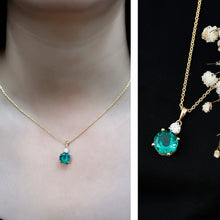 Load image into Gallery viewer, Certified 2.75 Carat Lab Created Emerald Solitaire Necklace with Silver Chain