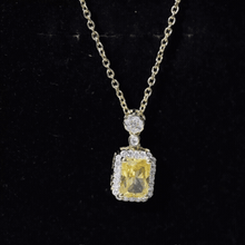 Load image into Gallery viewer, Vintage Inspired 1 Carat Lab Created Yellow Sapphire Necklace with Diamond Halo