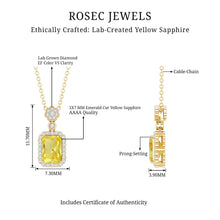 Load image into Gallery viewer, Vintage Inspired 1 Carat Lab Created Yellow Sapphire Necklace with Diamond Halo