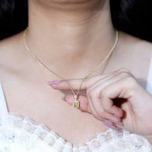 Load image into Gallery viewer, Vintage Inspired 1 Carat Lab Created Yellow Sapphire Necklace with Diamond Halo