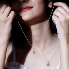 Load image into Gallery viewer, Vintage Inspired 1 Carat Lab Created Yellow Sapphire Necklace with Diamond Halo