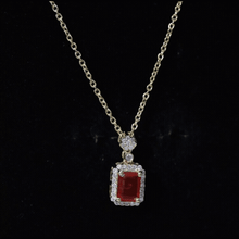 Load image into Gallery viewer, Vintage Style 1 Carat Emerald Cut Fire Opal Necklace with Diamond