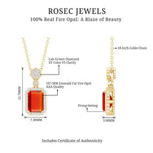 Load image into Gallery viewer, Vintage Style 1 Carat Emerald Cut Fire Opal Necklace with Diamond