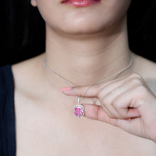 Load image into Gallery viewer, Certified 2.3 Carat Emerald Cut Lab Grown Pink Sapphire Diamond Vintage Necklace