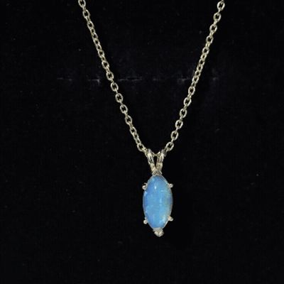 Yellow Gold Plated 1 Carat Marquise Ethiopian Opal Pendant Necklace with Chain