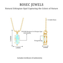 Load image into Gallery viewer, Yellow Gold Plated 1 Carat Marquise Ethiopian Opal Pendant Necklace with Chain