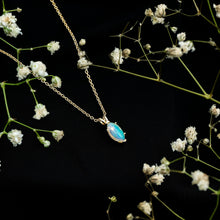 Load image into Gallery viewer, Yellow Gold Plated 1 Carat Marquise Ethiopian Opal Pendant Necklace with Chain