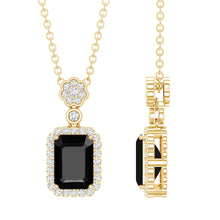 Load image into Gallery viewer, Vintage Style 1.25 Carat Emerald Cut Lab Created Black and White Diamond Necklace