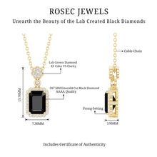 Load image into Gallery viewer, Vintage Style 1.25 Carat Emerald Cut Lab Created Black and White Diamond Necklace