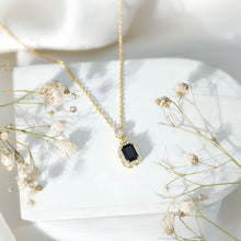 Load image into Gallery viewer, Vintage Style 1.25 Carat Emerald Cut Lab Created Black and White Diamond Necklace