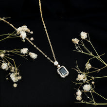 Load image into Gallery viewer, Vintage Style 1.25 Carat Emerald Cut Lab Created Black and White Diamond Necklace