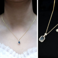 Load image into Gallery viewer, Vintage Style 1.25 Carat Emerald Cut Lab Created Black and White Diamond Necklace