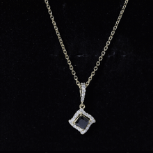 Load image into Gallery viewer, Sterling Silver Black Spinel Necklace with Diamond Halo