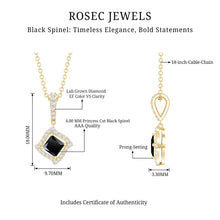 Load image into Gallery viewer, Sterling Silver Black Spinel Necklace with Diamond Halo