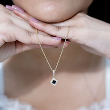 Load image into Gallery viewer, Sterling Silver Black Spinel Necklace with Diamond Halo