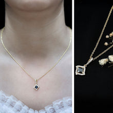Load image into Gallery viewer, Sterling Silver Black Spinel Necklace with Diamond Halo
