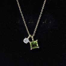 Load image into Gallery viewer, Princess Cut 1 Carat Peridot Pendant Necklace with Silver Chain