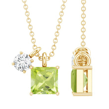 Load image into Gallery viewer, Princess Cut 1 Carat Peridot Pendant Necklace with Silver Chain
