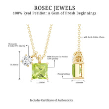 Load image into Gallery viewer, Princess Cut 1 Carat Peridot Pendant Necklace with Silver Chain
