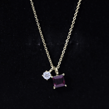 Load image into Gallery viewer, 1.4 Carat Princess Cut Rhodolite Garnet Promise Necklace with Moissanite