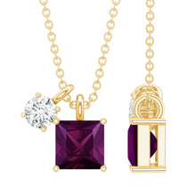 Load image into Gallery viewer, 1.4 Carat Princess Cut Rhodolite Garnet Promise Necklace with Moissanite