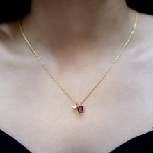 Load image into Gallery viewer, 1.4 Carat Princess Cut Rhodolite Garnet Promise Necklace with Moissanite