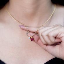 Load image into Gallery viewer, 1.4 Carat Princess Cut Rhodolite Garnet Promise Necklace with Moissanite
