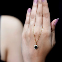 Load image into Gallery viewer, 1.8 Carat Lab Created Black and White Diamond Heart Locket with Chain