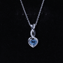 Load image into Gallery viewer, Genuine 0.98 Carat London Blue Topaz Infinity Heart Necklace with Diamond