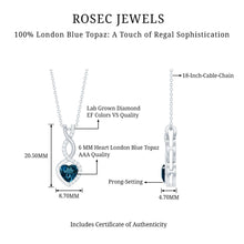 Load image into Gallery viewer, Genuine 0.98 Carat London Blue Topaz Infinity Heart Necklace with Diamond