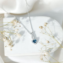 Load image into Gallery viewer, Genuine 0.98 Carat London Blue Topaz Infinity Heart Necklace with Diamond