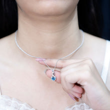 Load image into Gallery viewer, Genuine 0.98 Carat London Blue Topaz Infinity Heart Necklace with Diamond