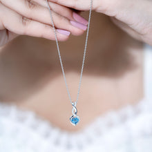 Load image into Gallery viewer, Genuine 0.98 Carat London Blue Topaz Infinity Heart Necklace with Diamond