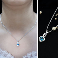 Load image into Gallery viewer, Genuine 0.98 Carat London Blue Topaz Infinity Heart Necklace with Diamond