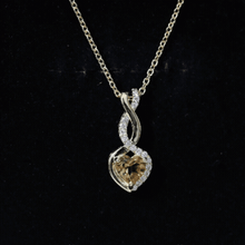 Load image into Gallery viewer, Certified 1 Carat Citrine Diamond Infinity Heart Necklace with Silver Chain