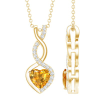 Load image into Gallery viewer, Certified 1 Carat Citrine Diamond Infinity Heart Necklace with Silver Chain