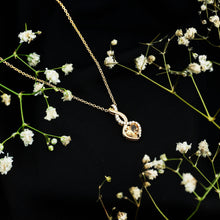 Load image into Gallery viewer, Certified 1 Carat Citrine Diamond Infinity Heart Necklace with Silver Chain