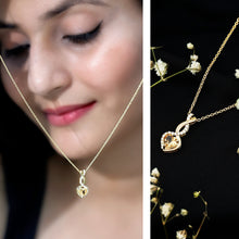 Load image into Gallery viewer, Certified 1 Carat Citrine Diamond Infinity Heart Necklace with Silver Chain