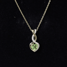 Load image into Gallery viewer, Natural Peridot Heart and Infinity Necklace With Diamond