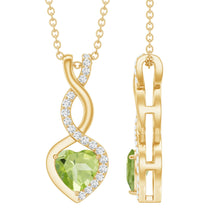 Load image into Gallery viewer, Natural Peridot Heart and Infinity Necklace With Diamond