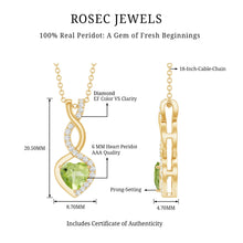 Load image into Gallery viewer, Natural Peridot Heart and Infinity Necklace With Diamond