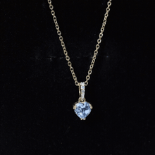 Load image into Gallery viewer, 1 Carat Sky Blue Topaz Heart Pendant Necklace with Diamond