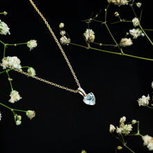 Load image into Gallery viewer, 1 Carat Sky Blue Topaz Heart Pendant Necklace with Diamond