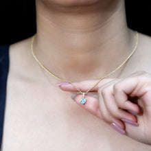 Load image into Gallery viewer, 1 Carat Sky Blue Topaz Heart Pendant Necklace with Diamond