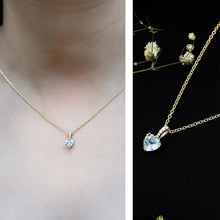 Load image into Gallery viewer, 1 Carat Sky Blue Topaz Heart Pendant Necklace with Diamond