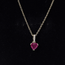 Load image into Gallery viewer, Natural 1 Carat Ruby Heart Necklace with Diamond Bail