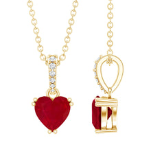 Load image into Gallery viewer, Natural 1 Carat Ruby Heart Necklace with Diamond Bail